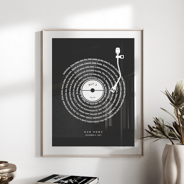 Personalized Song Lyrics Vinyl Record Print: Engagement Gift (Digital Download)