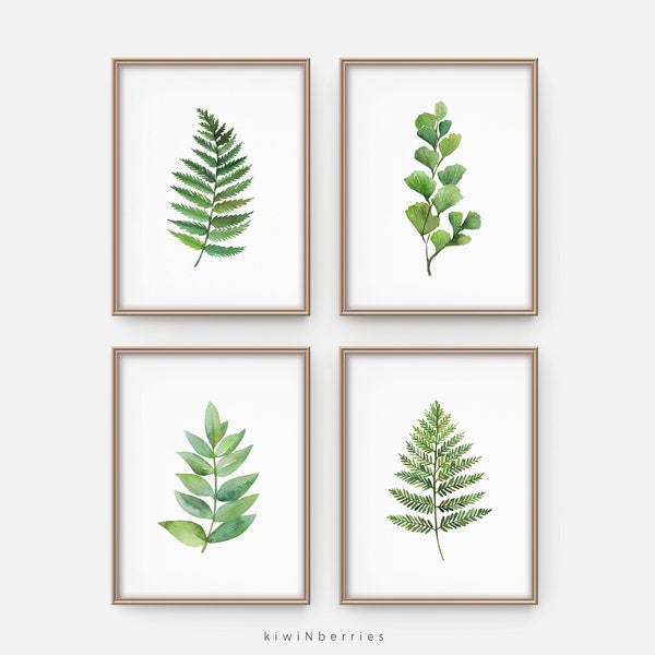 Summer outdoors Botanical art set - July 4th celebration - Watercolor leaves wall art - Leaf art set - botanical prints - Modern decor