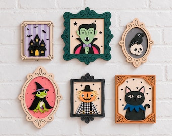 Halloween Laser Cut Files Bundle, Layered Spooky Frames, Wood Craft for Makers, Paint Kits & Craft Fairs