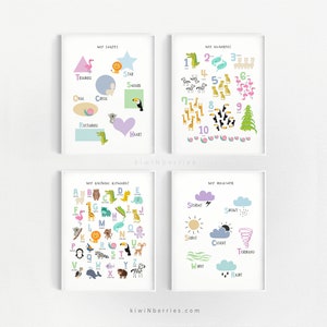 Kinderzimmer Deko, Lerndrucke, Spielzimmer Wandkunst, Druckbare Kunst für Kinder, Alphabet Formen, Pädagogische Poster, Pädagogische Drucke für Kinder