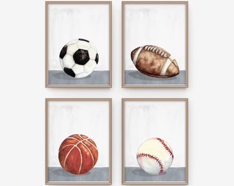 Sport prints, Printable sports art, Boys room decor, Playroom wall art, Teen boys wall art, Soccer Football basketball baseball, Sport balls