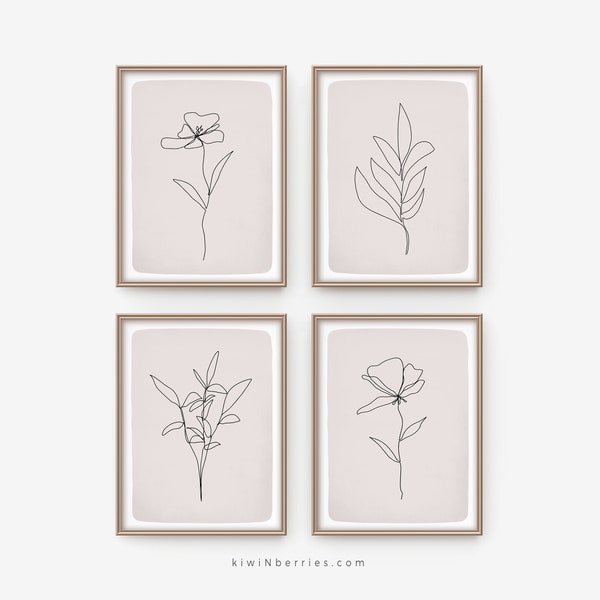 Line Art Prints, Botanical line art, Botanical prints, Blush pink rose nude, Trendy printables, Digital wall art, Line Flower drawing