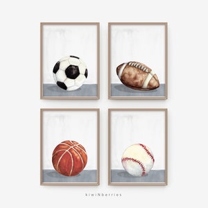 Sport prints, Printable sports art, Boys room decor, Playroom wall art, Teen boys wall art, Soccer Football basketball baseball, Sport balls