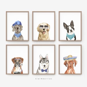 Cool dog prints, Boys room decor, Teen boy wall art, Dogs prints, Dog wall art, Boys printable art, Wall art for boys, Dog posters, Canine