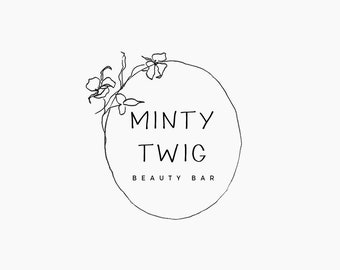 Premade logo design, Minimalist line logo, Outline floral logo, Signature logo, Minimalist logo, Circle circular,  Whimsical