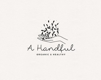 Hand drawn logo design, Small business logo, Custom logo, Botanical botany leaf leaves, Hand logo design, Branding for Etsy, Natural organic