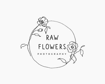 Premade logo design, Minimalist line logo, Outline floral logo, Signature logo, Minimalist logo, Circle circular,  Whimsical