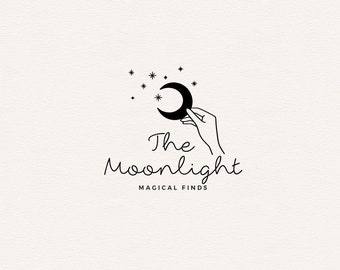Moon & Stars Logo Design: Hand Drawn Branding (Digital File)