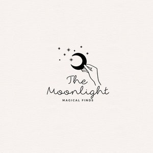 Moon & Stars Logo Design: Hand Drawn Branding (Digital File)