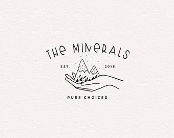 Mountain logo design, Mountains branding, Hand holding mountains, Natural organic, Pre made logos, Branding on Etsy, Hand drawn logo design