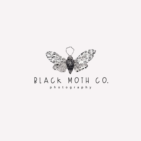 Dark Moth Logo, Monochrome Logo, Butterfly Logo, Premade Logos, Pre made Logo, Logo Design, Schmuck Läden, Moody Logo, Dark Logo