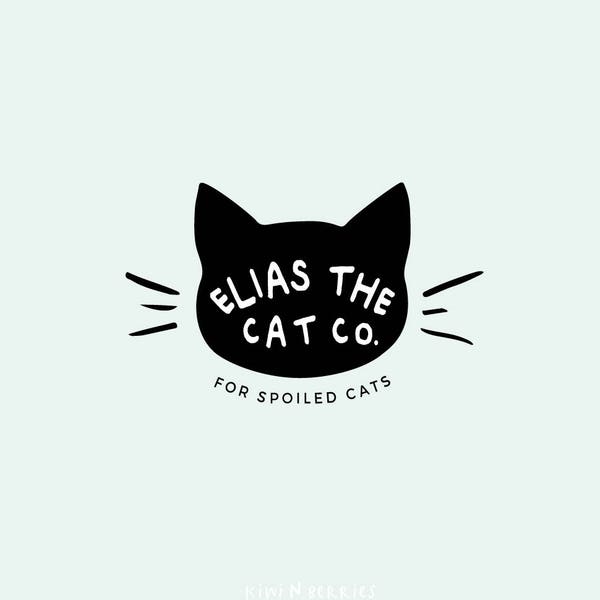 Logo de chat - Logo d’animalerie - Logo de fournitures pour animaux de compagnie - Logo de chat - Logo de chat gris gris - Mignon excentrique - Logos abordables - Logos d’animaux de compagnie
