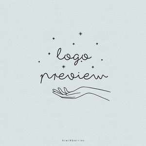 Könnte beinhalten: Eine Schwarzweiß-Logo-Vorschau mit dem Text "logo preview" und einer Hand mit Sternen drumherum.