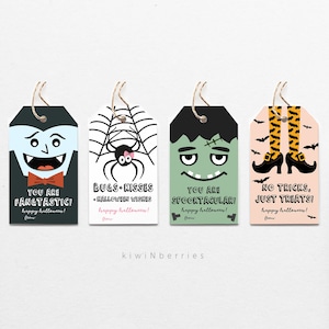 Printable Tags For Halloween, Party Treat Bags Tag, Gifts for Classmates, Spooky Cute Tags, Favor Bags Tags, Halloween Printable Tags