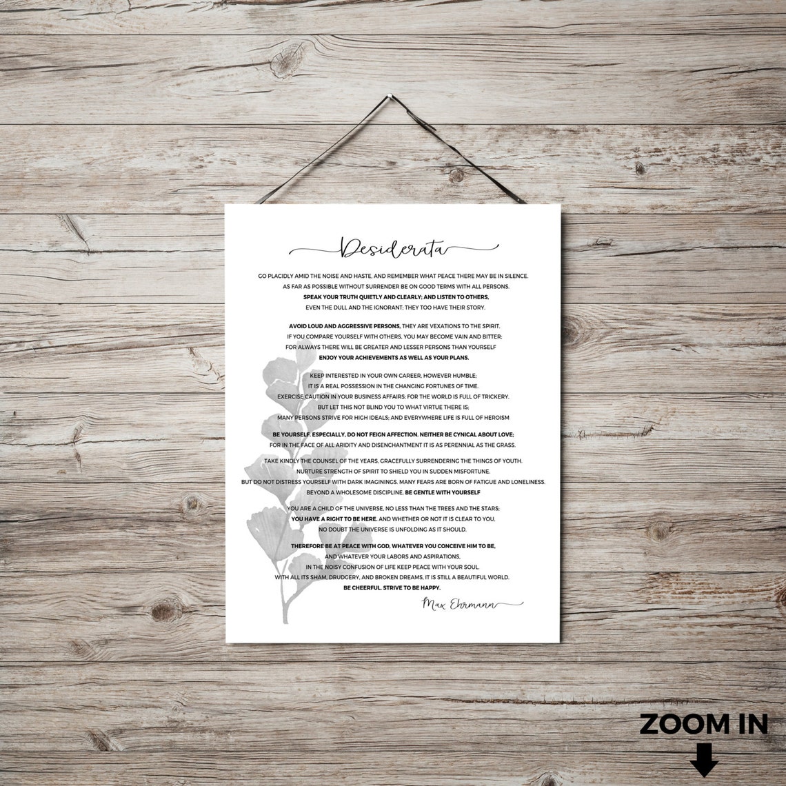 Desiderata Wall Art Desiderata Art Print Black and White Etsy Canada
