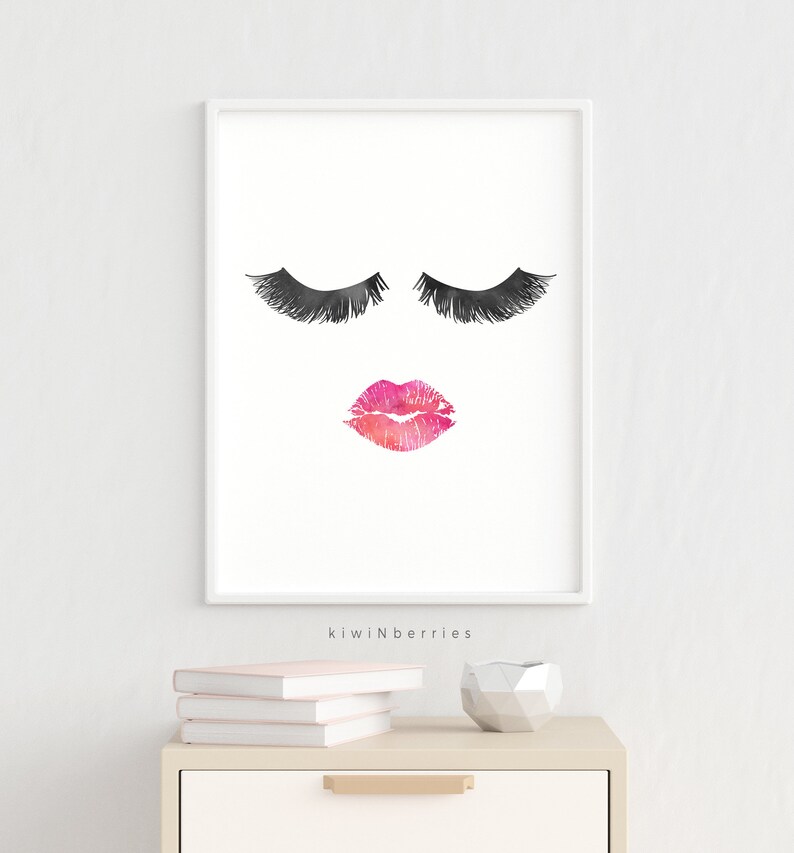 Lashes and lips printable Lashes print Beauty wall art | Etsy