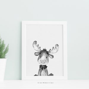 Nursery Animals Prints, Black and White, Printable Nursery Wall Art ...
