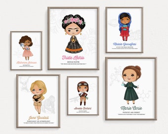 Láminas de mujeres influyentes: Pósteres históricos, arte para el aula (juego de 6) (Descarga digital)
