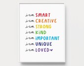 Kids Affirmations Print: Positive Wall Art for Playroom (Digital Download)