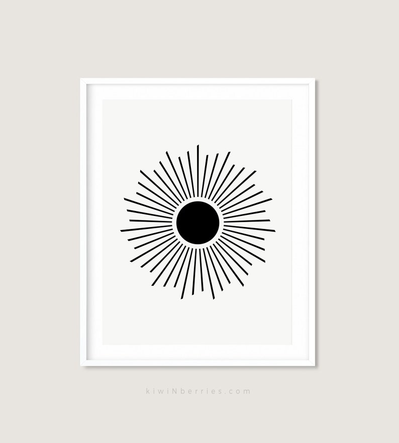 Sunburst Print Abstract Sun Print Printable Modern Art Etsy