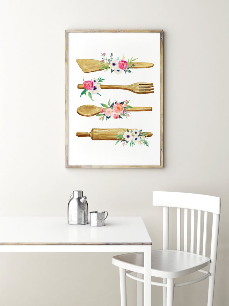 Kitchen Print Kitchen Utensils Poster Kitchen Wall Art Etsy