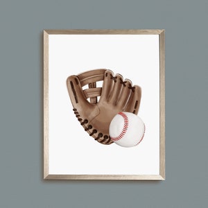 Baseball Glove Print, Baseball Mitt Poster, Digital Sport Wall Art, Printable Baseball Art