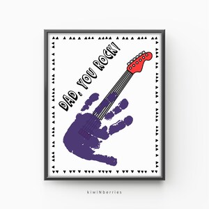 Papa You Rock Craft, Handprint Art Craft, Guitare rocker, Fête des pères ou anniversaire, Enfants Bébé Tout-petit, Souvenir Mémoire Craft DIY Card