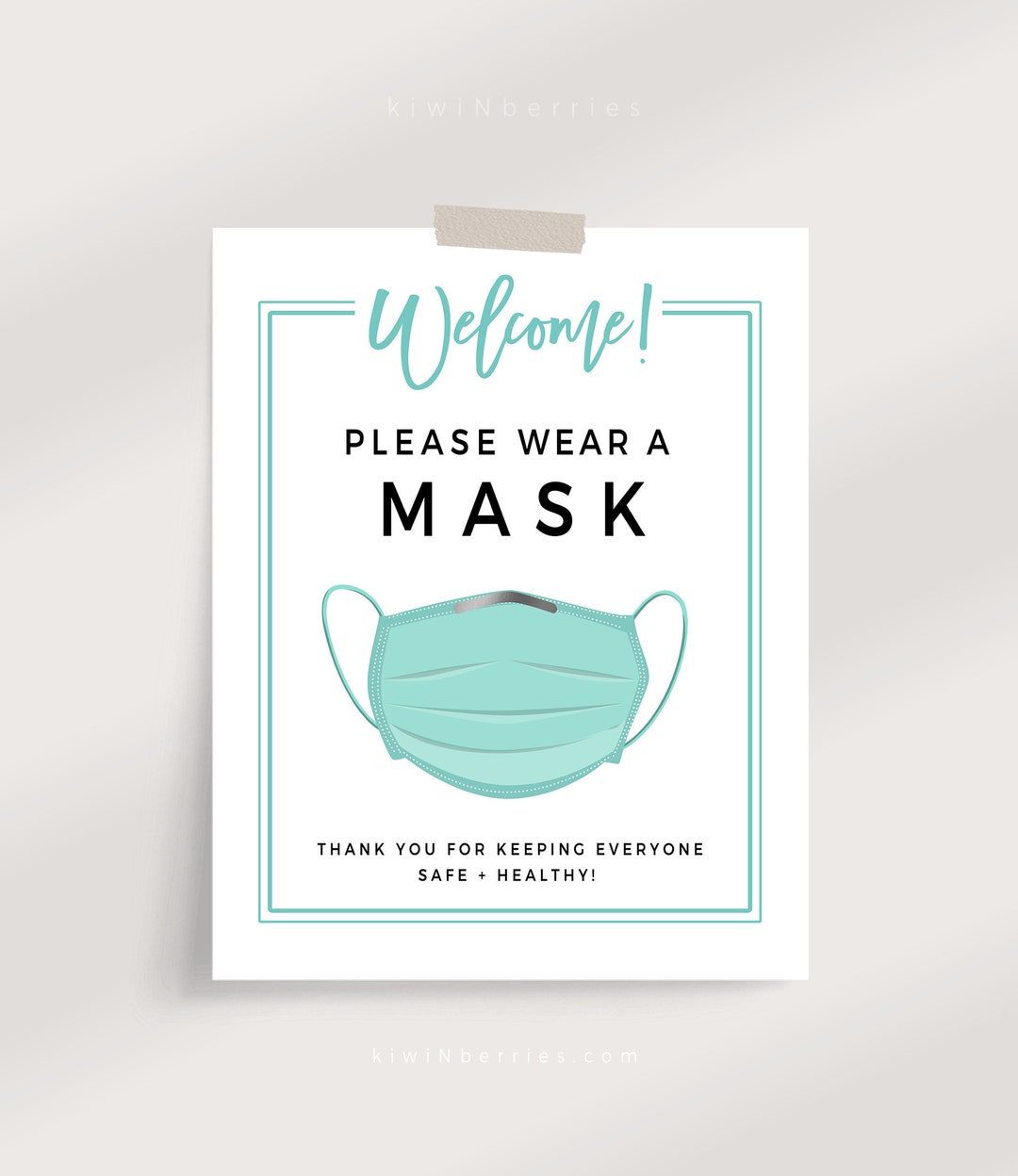 Wear a Mask Sign, Business Mask Sign, Printable Wear a Mask Sign, Mask ...