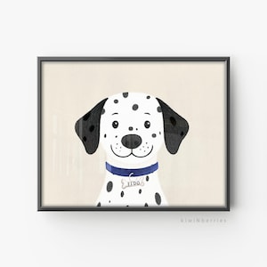 Dalmatian dog Poster, Fun Dog Print, Printable Wall Art, Kids Room Decor, Puppy Gallery Wall, Beige Neutral Colors, Happy Cheerful
