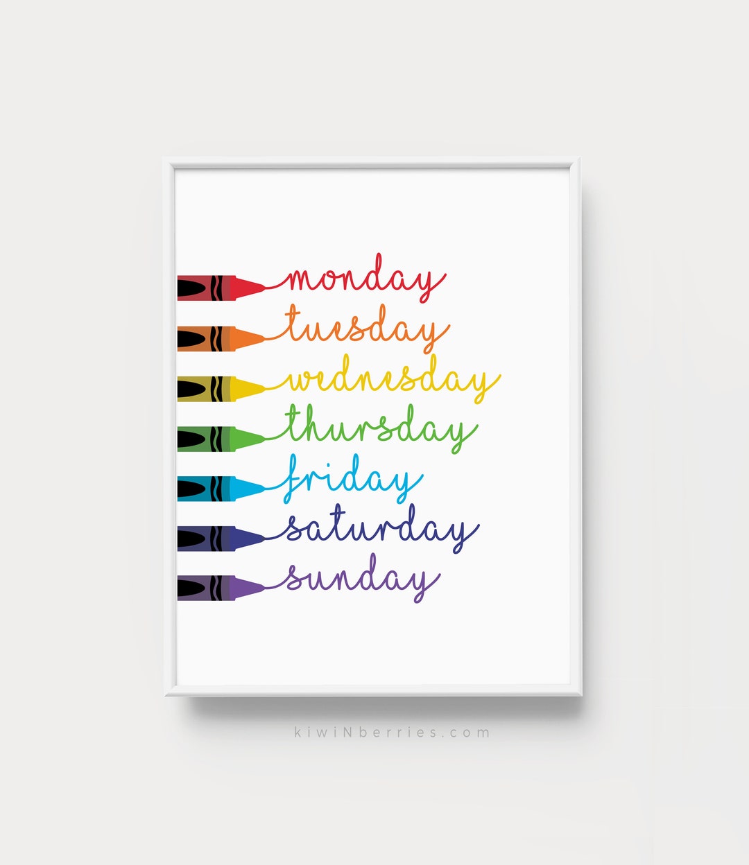 Days of the week printable Crayons wall art Classroom - Etsy Portugal
