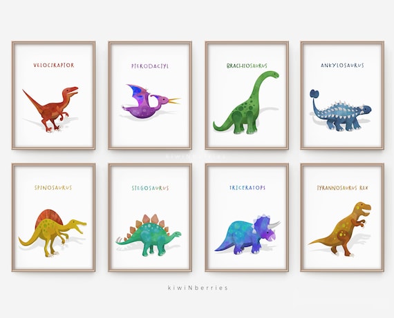 Dinosaurios herbívoros Nombres de dinosaurios Grabados de - Etsy España