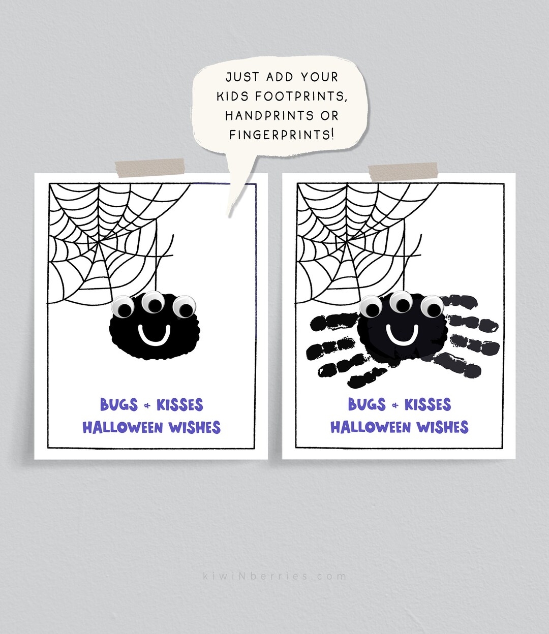Spider Craft Print, Printable Spider for Kids, Stamp Your Handprint, Halloween Activities for