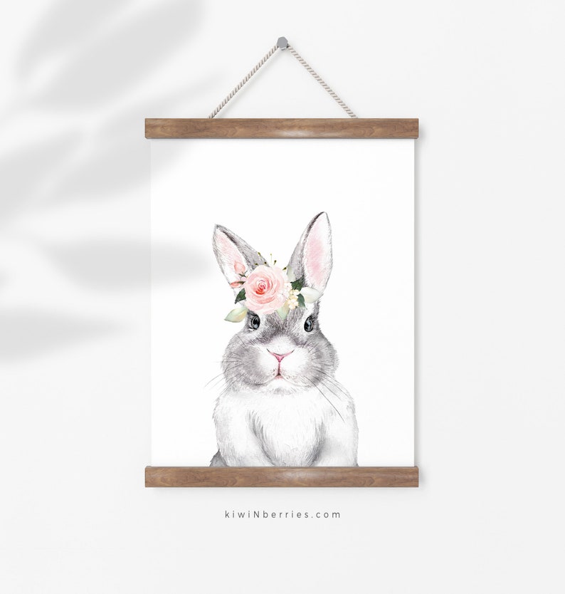 Rabbit Print Bunny Printable Girls Bedroom Decor Bunny - Etsy