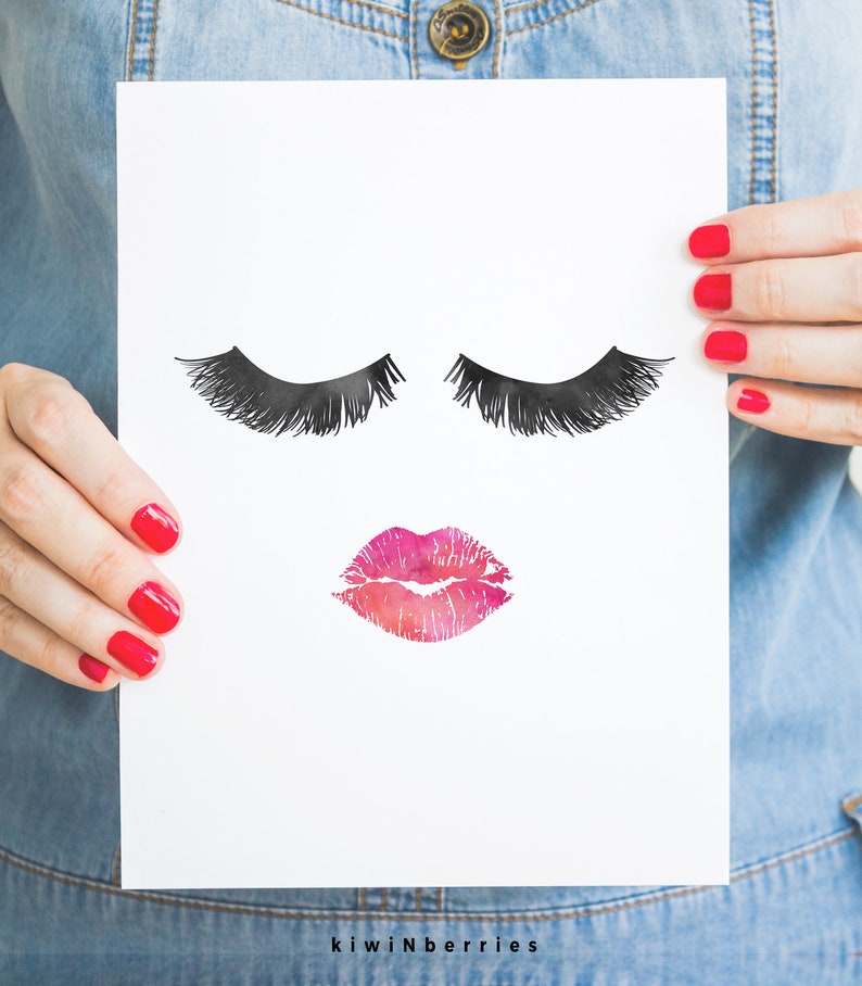 Lashes and lips printable Lashes print Beauty wall art | Etsy