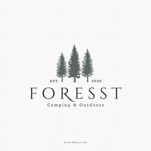 Design del logo della foresta, Logo del campeggio all'aperto, Logo dell'avventura, Logo dei pini, Logo prefabbricato, Marchio per le piccole imprese, Design del logo prefabbricato