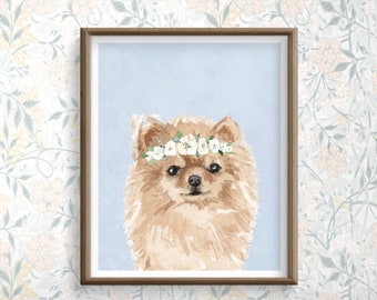 Pomeranian Dog Print,  Printable Blue Dog, Digital Wall Art for kids, Puppy Room Decor, Kids Playroom Wall Art, Fun Funny Dog Posters