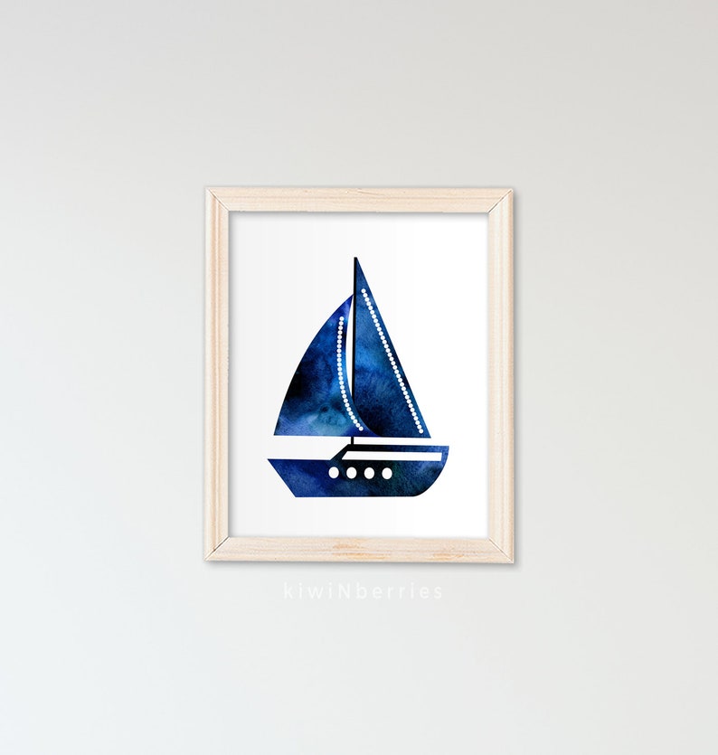 Baby Boy Nursery Decor Nautical Wall Art Whales Boat Anchor Etsy