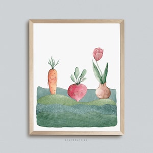Veggies Home Garden Print, Gardening wall Art, Harvest Crop Vegetables, Printable Digital, Neutral Nursery Decor,