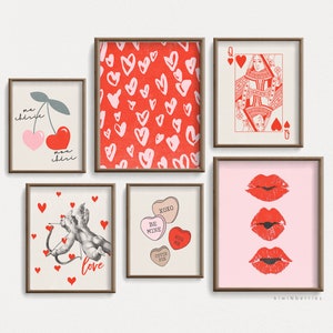 Láminas de arte de pared retro de San Valentín (juego de 6) (descarga digital)