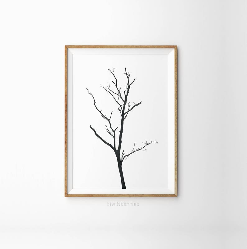 Set of 3 tree branch art Monochrome botanical art Botanical art set Black and white art prints Minimalist decor Tree posters image 4