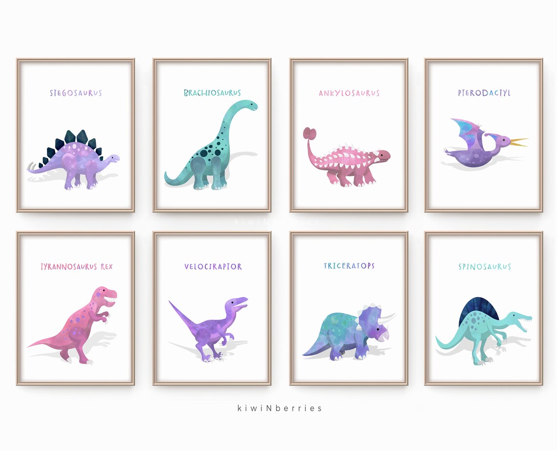 Dinosaur Nursery Girl Dinosaur Art Print Printable Digital | Etsy