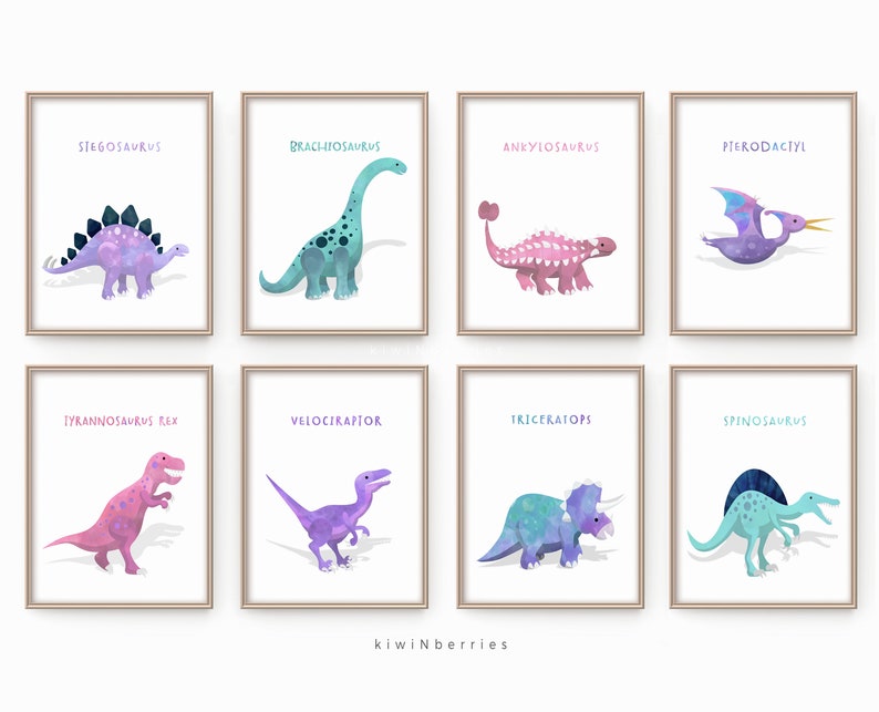 Dinosaur Nursery Girl Dinosaur Art Print Printable Digital Etsy