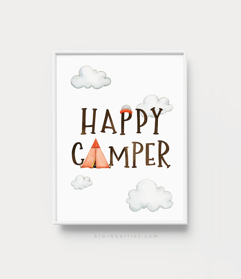 Camping Drucke, Outdoor Jungen Wandkunst, Camp Poster, Abenteurer Jungen, Jungen druckbare Kunst, Outdoor Kinder Kunst, Happy Camper Druck, Camping Kunst Bild 3