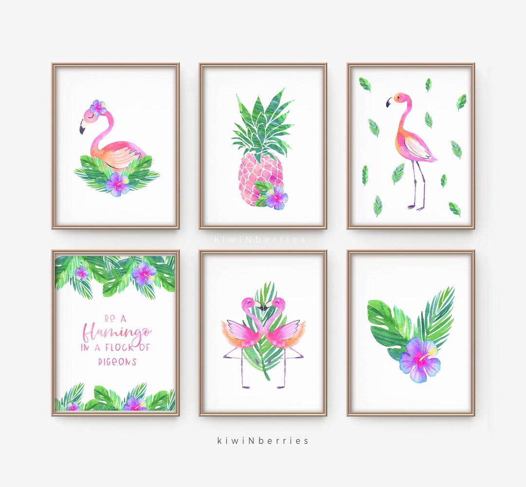 Flamingo Art Prints, Flamingo Wall Art, Printable Flamingo Art, Girls ...