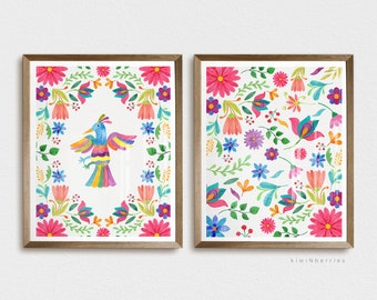 Mexican art print - Otomi poster - Mexican embroidery art - Colorful pattern - Mexican folk art - Mexican embroidery art - Mexican decor