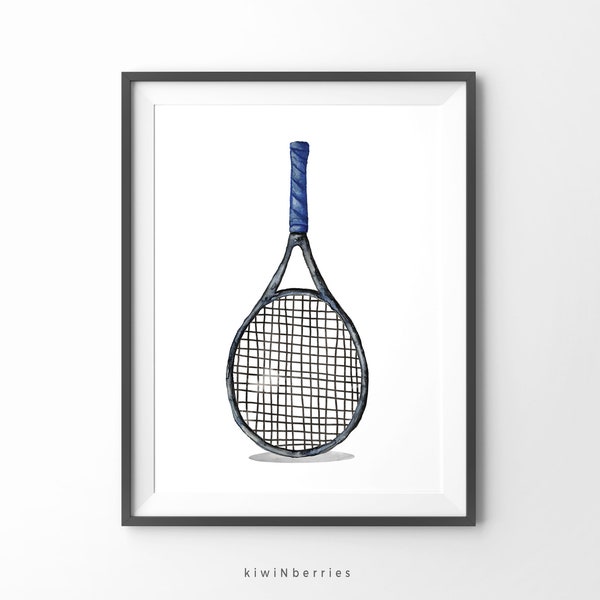 Tennis Racket printable, Tennis wall art, Sport prints, Printable sports art, Boys room decor,Playroom wall art, Teen boys wall art