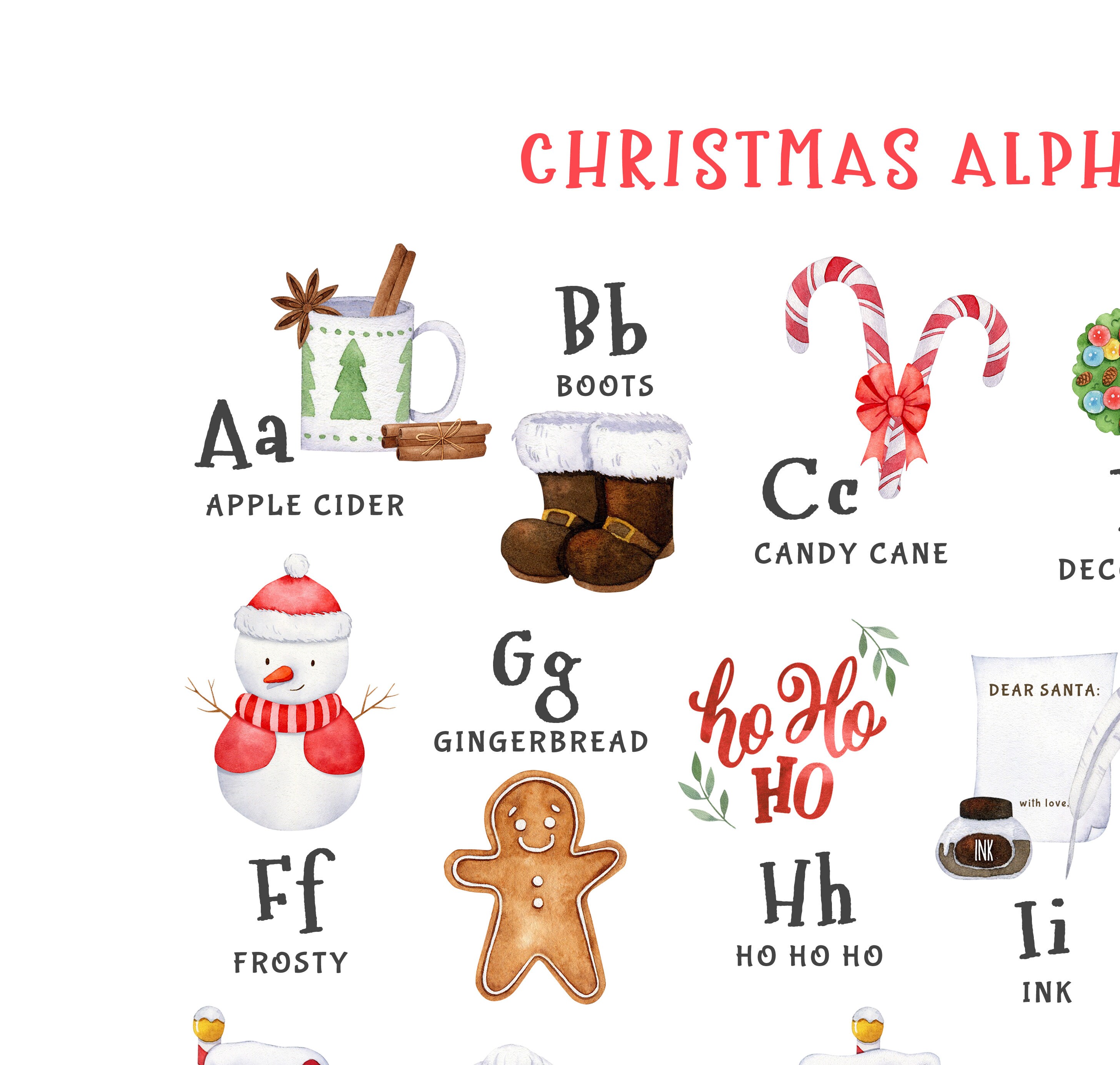 Christmas ABC Print Christmas Alphabet Holiday Decorations Etsy