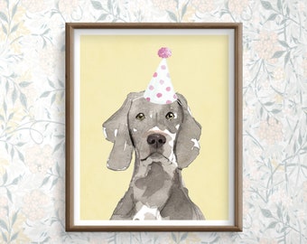 Weimaraner Dog Print,  Printable Yellow Dog, Digital Wall Art for kids, Puppy Room Decor, Kids Playroom Wall Art, Fun Funny Dog Posters