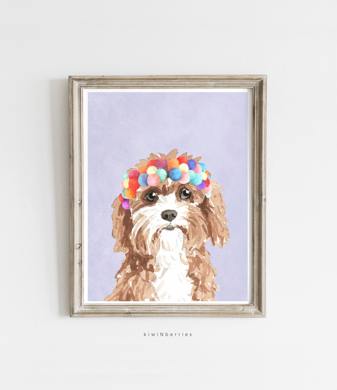 Cavapoo Dog Print: Pastel Purple Wall Art (digital Download) - Etsy