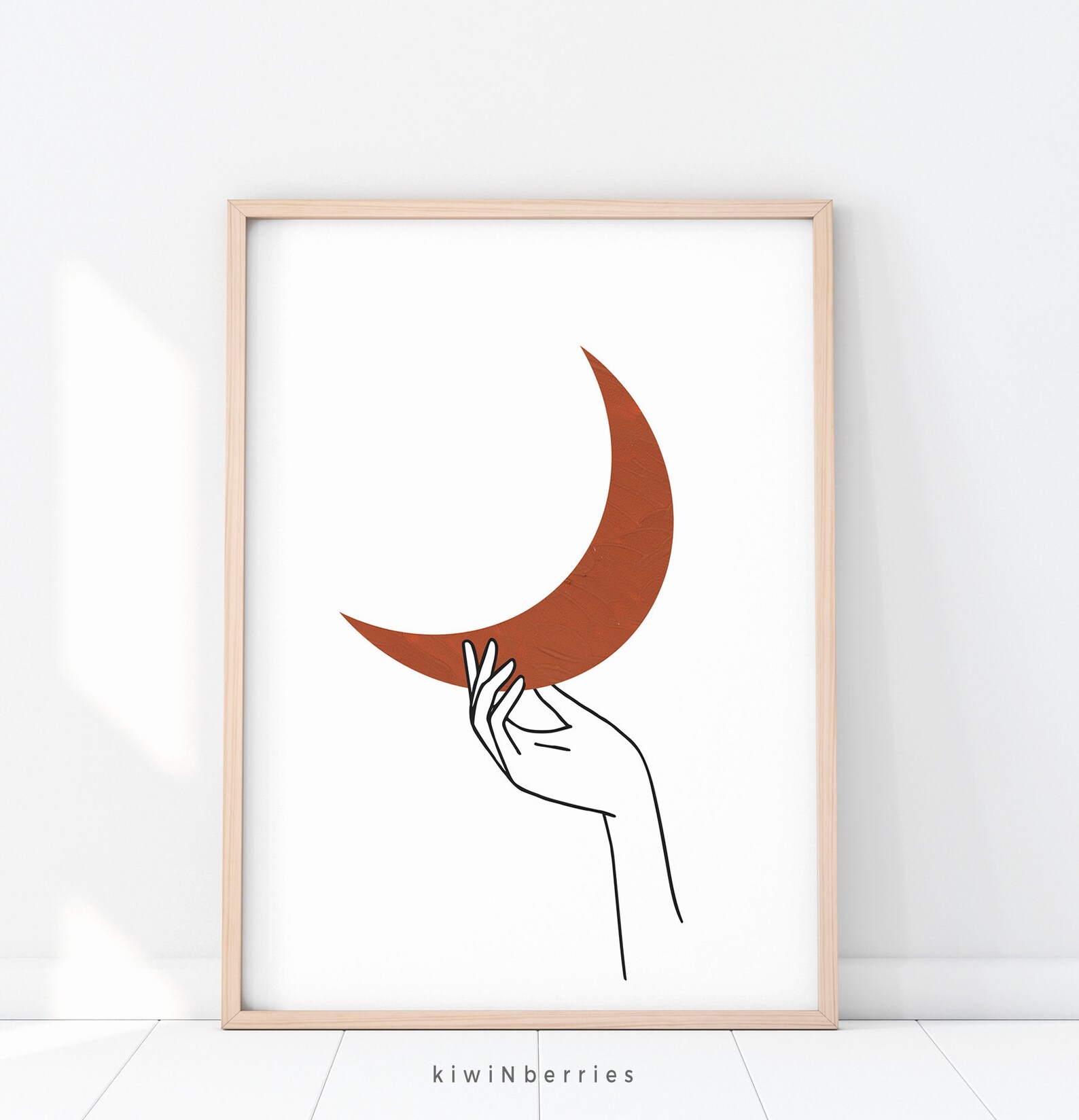 Line Drawing Print Half Moon Printable Celestial Line Art - Etsy